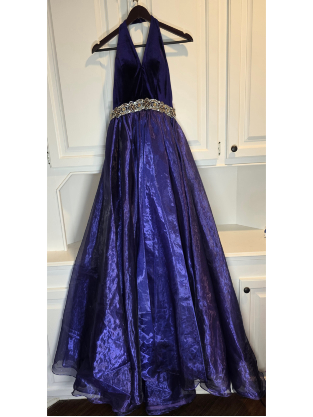 Mac Duggal Purple Velvet Halter Romper Gown Overskirt Pageant OOC Fun Fashion - Picture 4 of 15